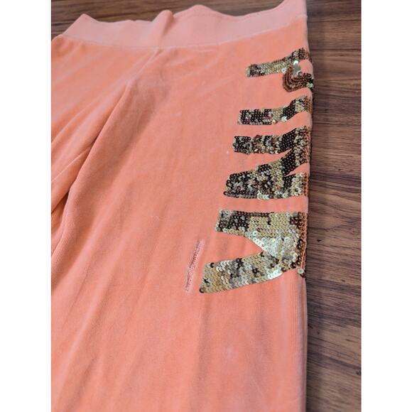 Victoria's Secret PINK Velour Sequin Tracksuit Pants- Size Medium- Orange - Picture 2 of 10